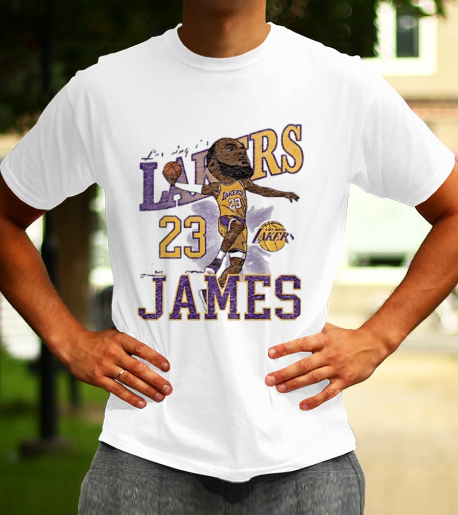 Los Angeles Lakers Lebron James 23 Basketball Caricature Player T-Shirt