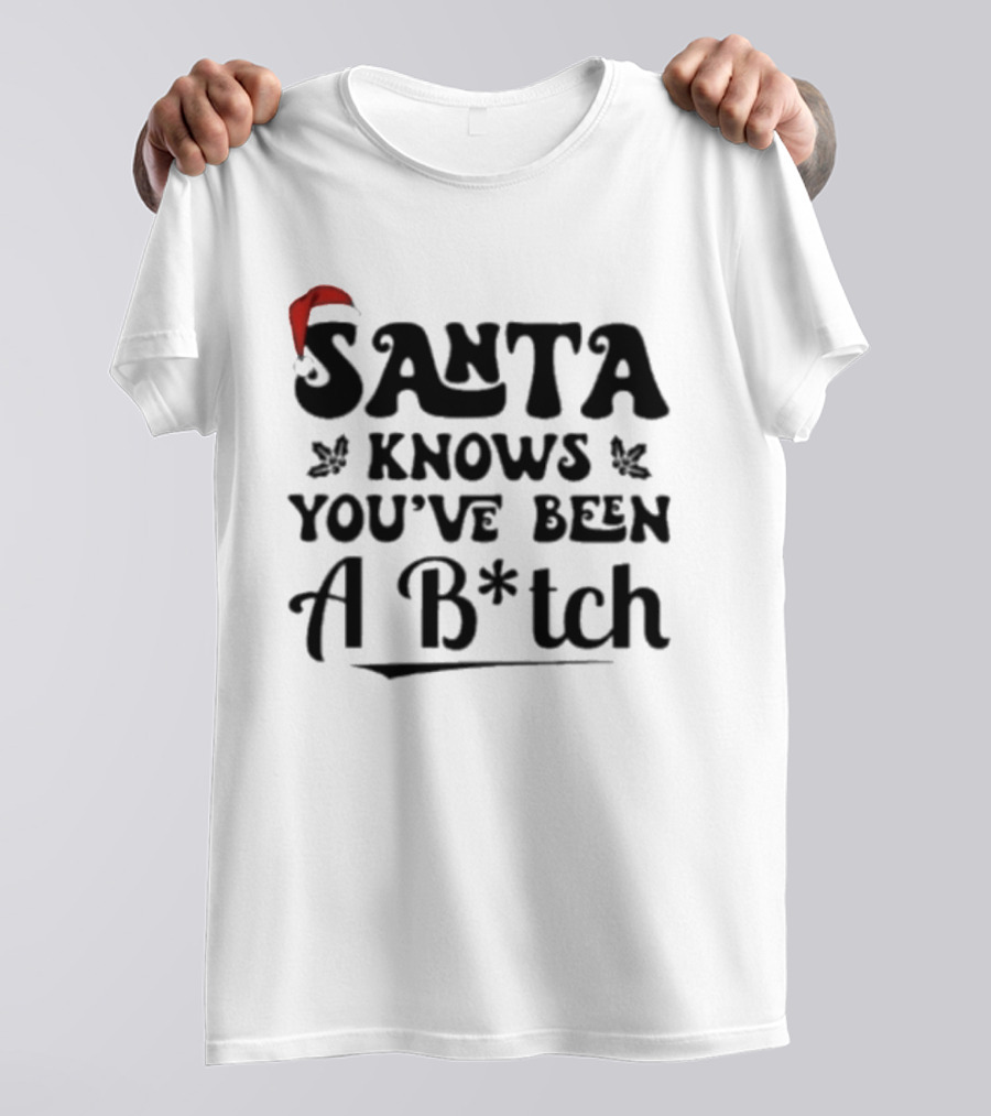 Santa Knows You've Been A B*tch Red Hat Holiday Humor T-Shirt