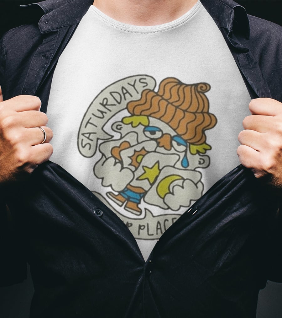 Saturdays At Your Place Cartoon Character With Beanie T-Shirt