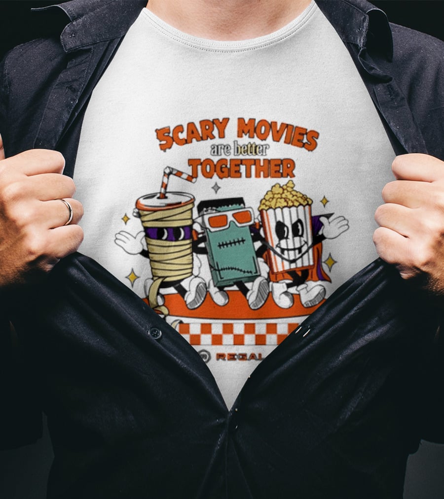 Scary Movies Are Better Together Halloween Snack Monsters Regal T-Shirt