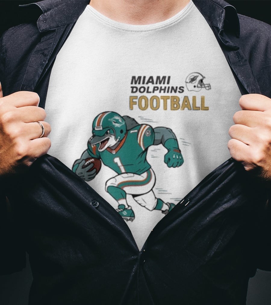 Miami Dolphins Aqua Rush Football Helmet Player T-Shirt