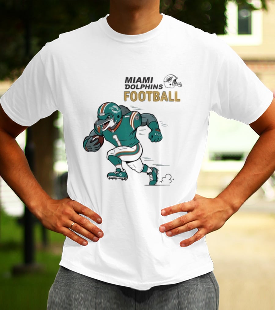 Miami Dolphins Aqua Rush Football Helmet Player T-Shirt