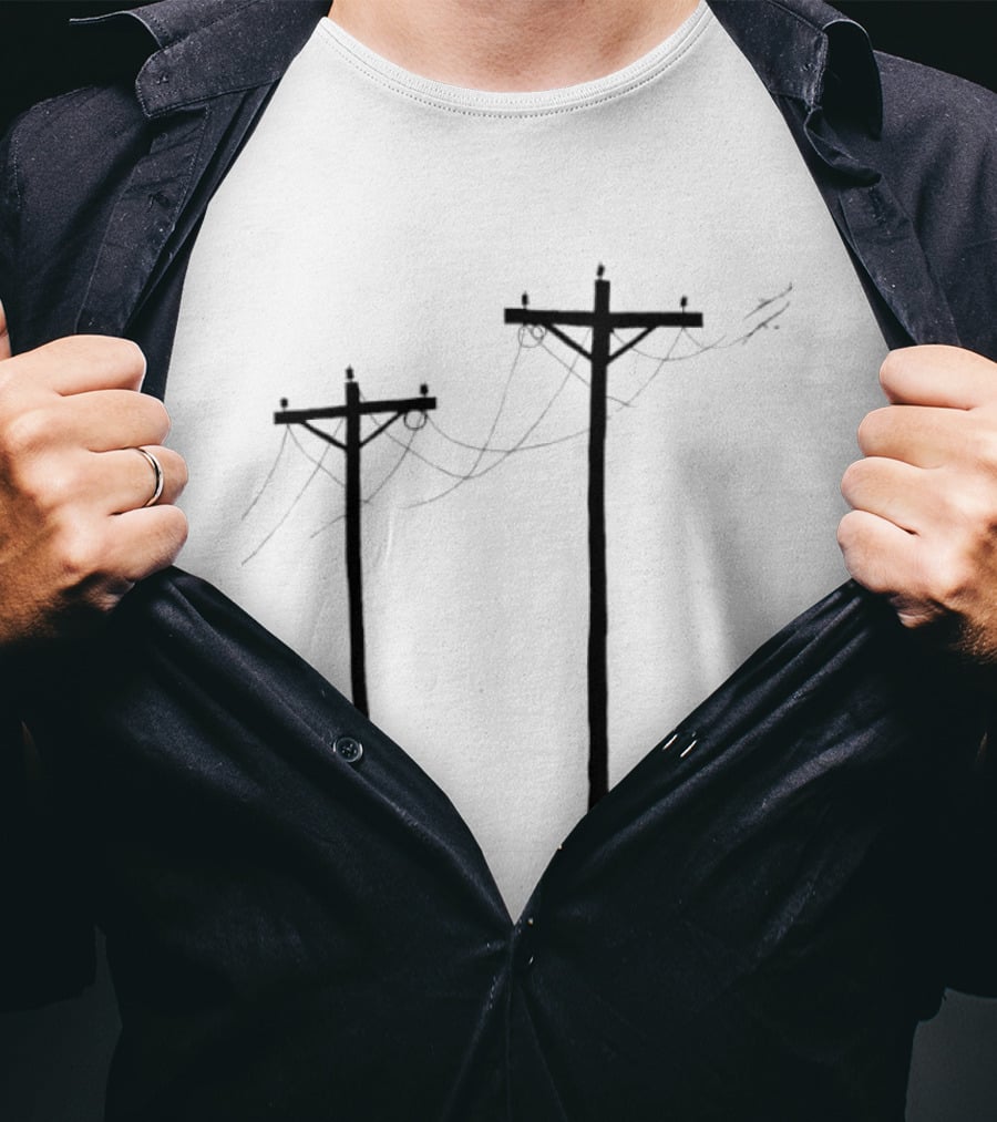 Electric Utility Power Poles 125 Kv With Soft Print T-Shirt