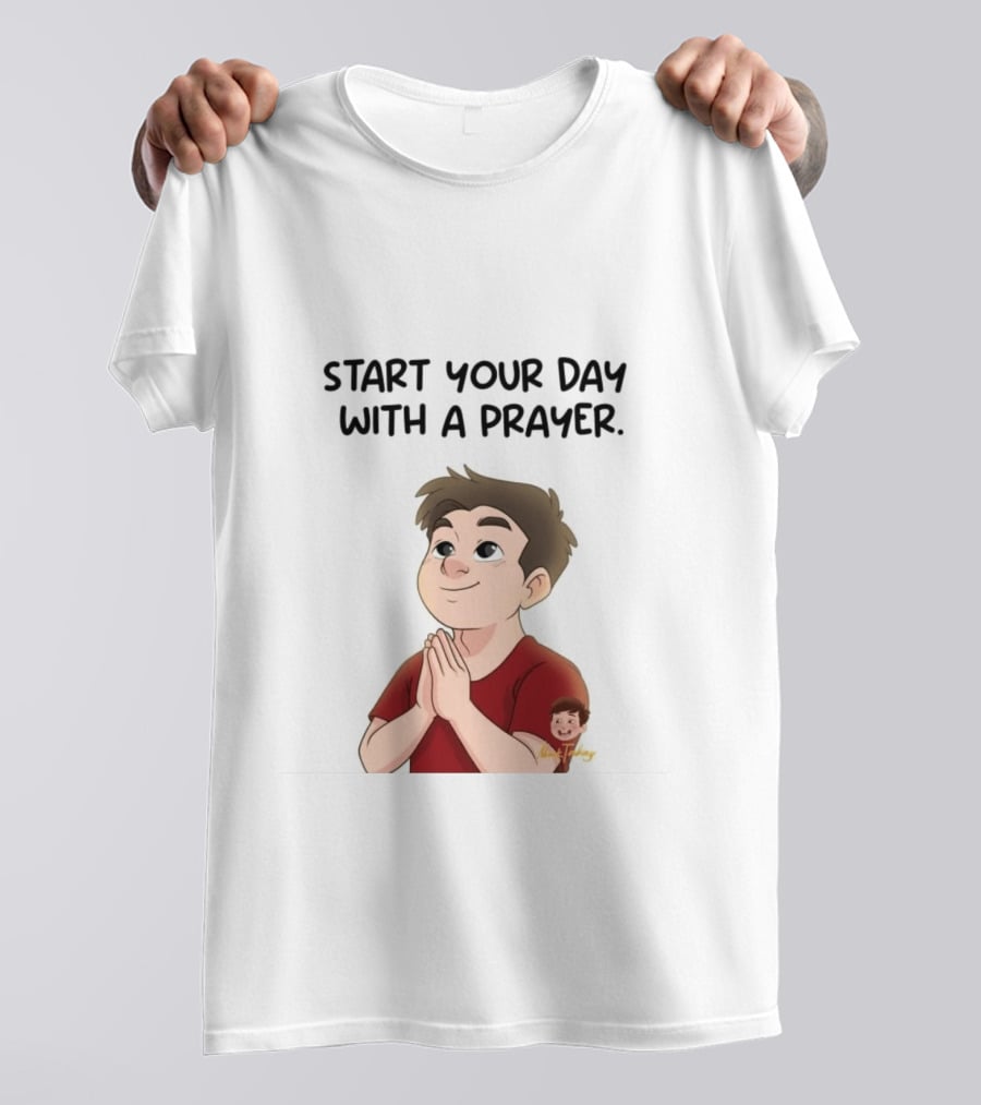 Start Your Day With A Prayer Cartoon Boy T-Shirt