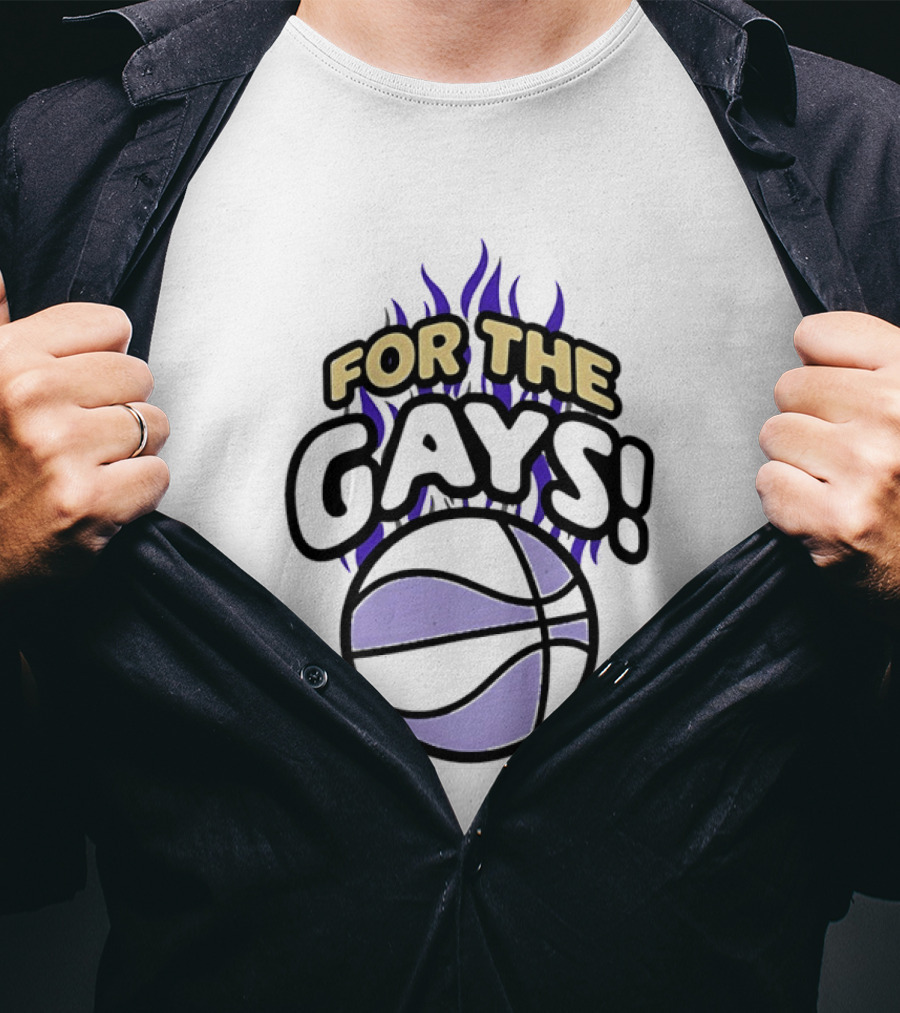 For The Gays Basketball Pride Equality With Flaming Basketball T-Shirt