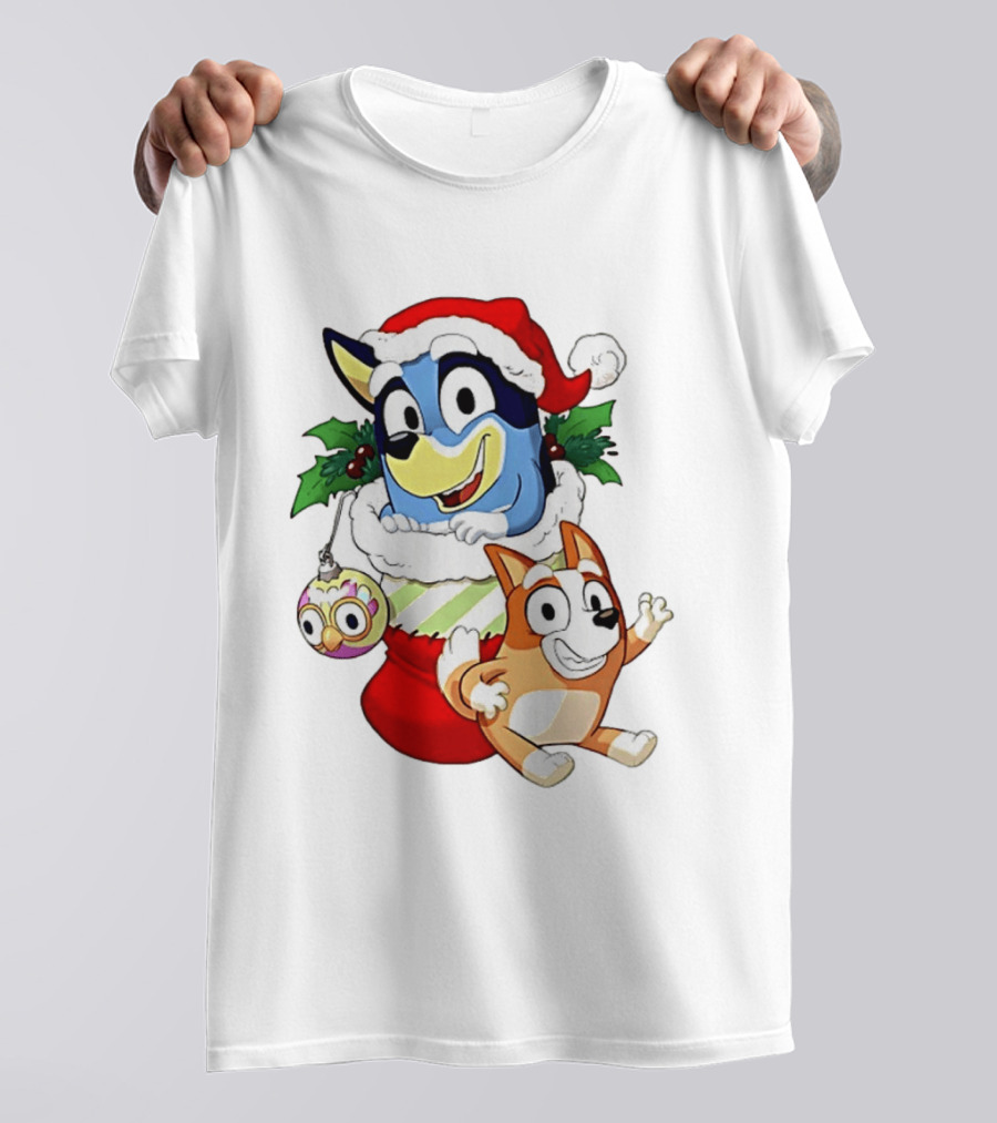 Bluey Christmas Stocking Stuffer Pups Bingo Holiday T-Shirt