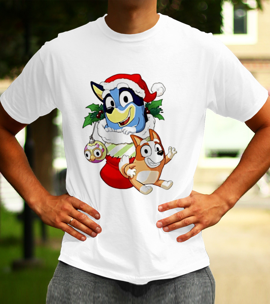 Bluey Christmas Stocking Stuffer Pups Bingo Holiday T-Shirt