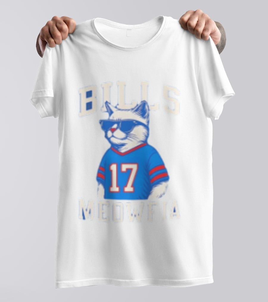 Bills Meowfia Cat 17 Jersey Buffalo Fan Football Sports T-Shirt