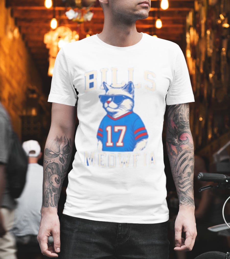 Bills Meowfia Cat 17 Jersey Buffalo Fan Football Sports T-Shirt