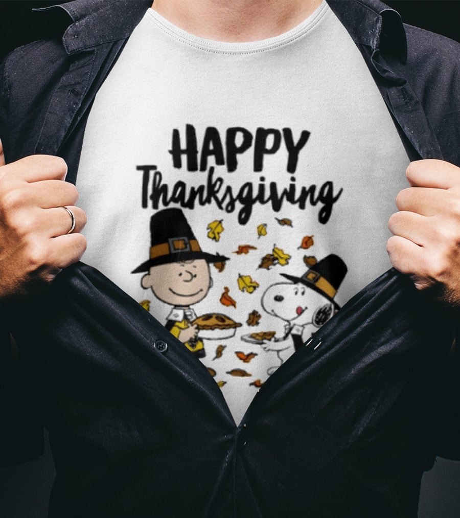 Happy Thanksgiving Peanuts Charlie Brown Snoopy Woodstock T-Shirt