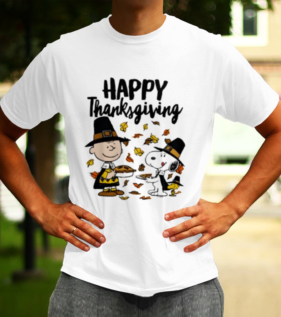 Happy Thanksgiving Peanuts Charlie Brown Snoopy Woodstock T-Shirt