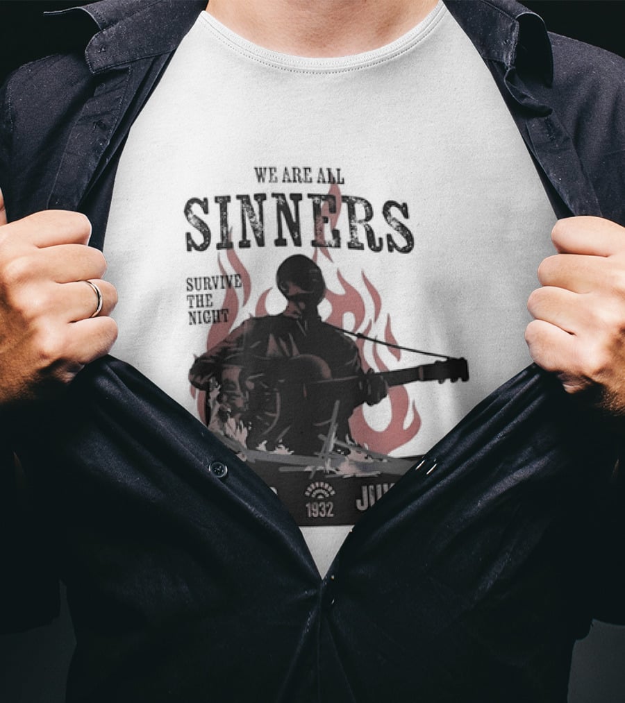 We Are All Sinners Survive The Night Club 1932 Juke Flames Guitar T-Shirt