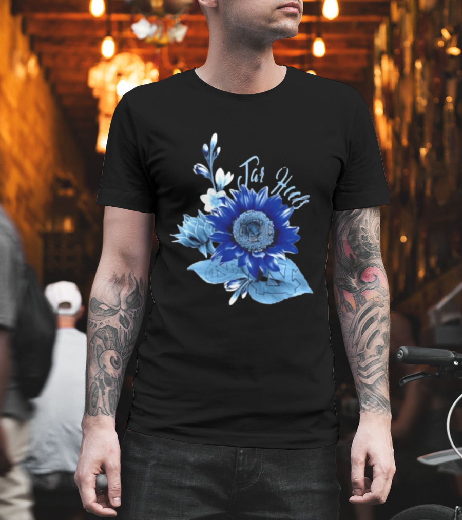 North Carolina Tar Heels Sunflower Floral Football T-Shirt