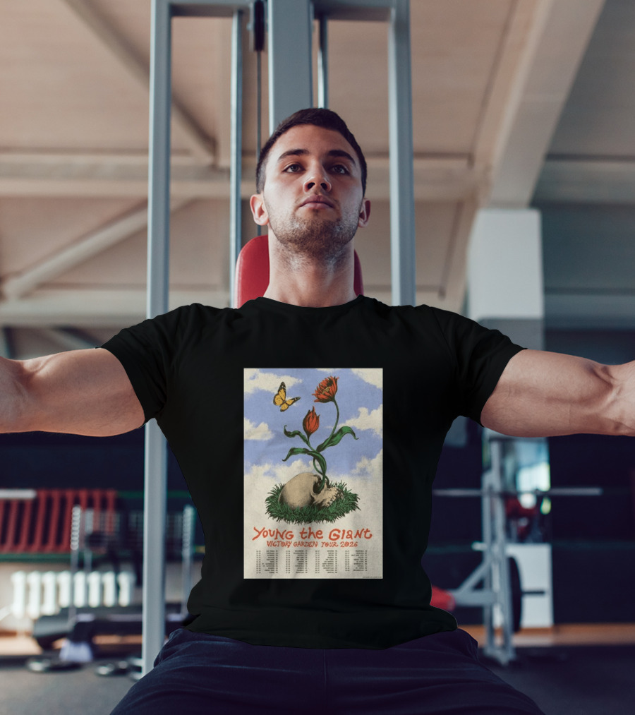 Young The Giant Victory Garden Tour 2026 Skull Flower Butterfly Google Ads Poland Ireland Dates T-Shirt