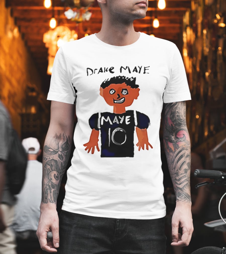 Drake Maye 10 Caricature Drawing New England Patriots T-Shirt
