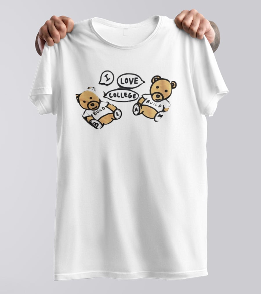 I Love College Build Bears Teddy Bear Campus T-Shirt