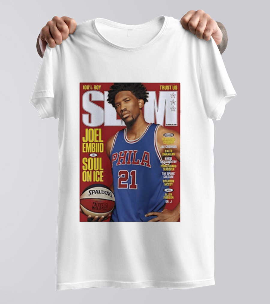 100% ROY SLAM Joel Embiid Soul On Ice PHILA 21 Philadelphia 76ers Cover T-Shirt