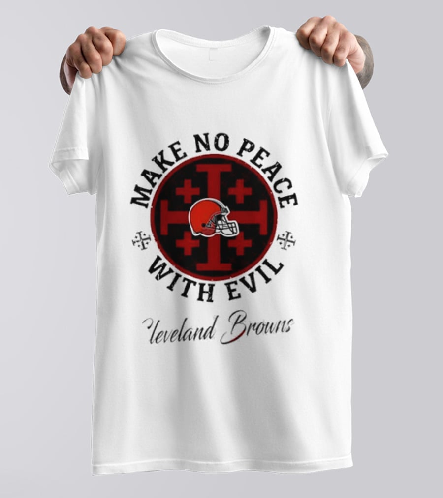 Cleveland Browns Make No Peace With Evil Red Cross Helmet T-Shirt