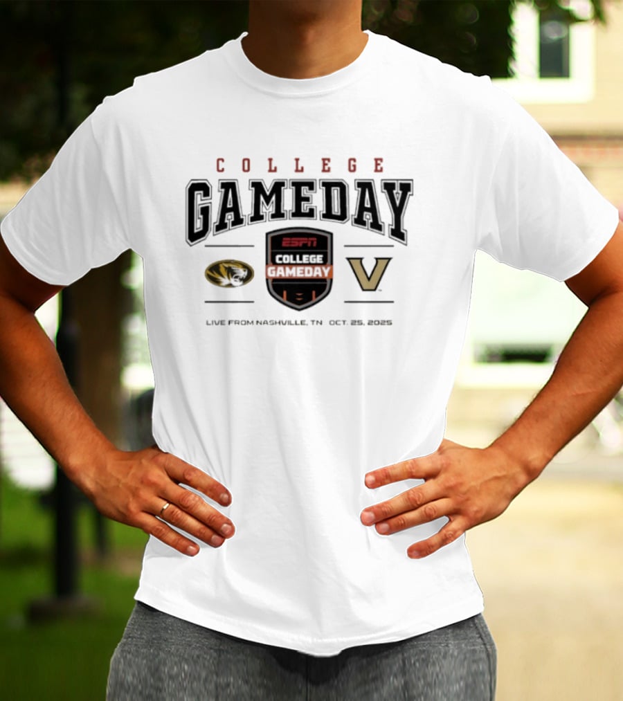 College Gameday 2025 Missouri Vs Vanderbilt Live From Nashville Oct 25 2025 T-Shirt