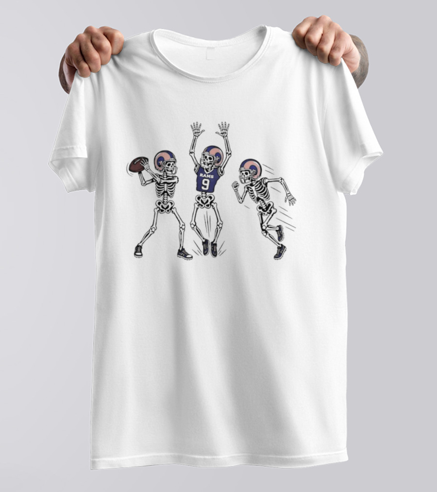 Los Angeles Rams Matthew Stafford 9 Skeleton Football Players T-Shirt