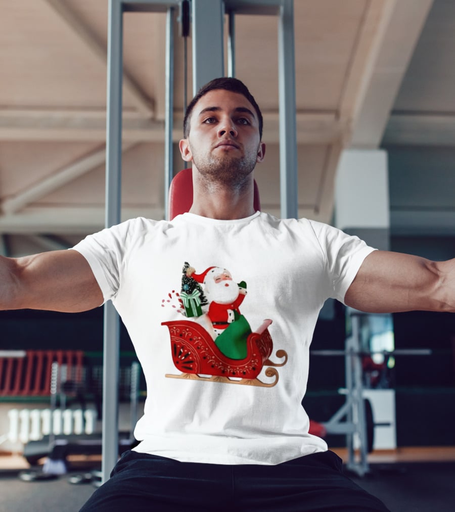 Santa Showtoppers Mini Tree Hallmark White Sleigh Christmas Scene T-Shirt