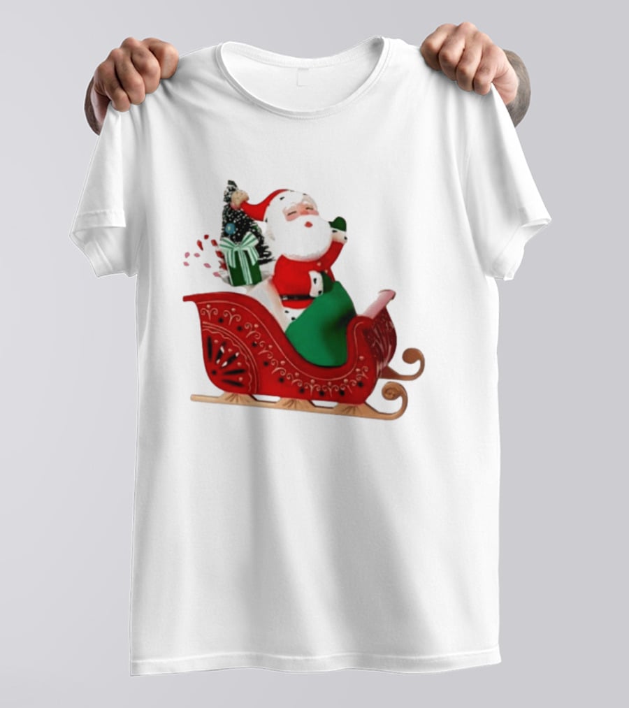 Santa Showtoppers Mini Tree Hallmark White Sleigh Christmas Scene T-Shirt