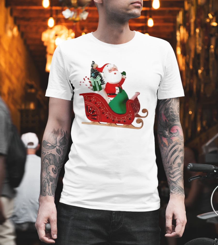 Santa Showtoppers Mini Tree Hallmark White Sleigh Christmas Scene T-Shirt