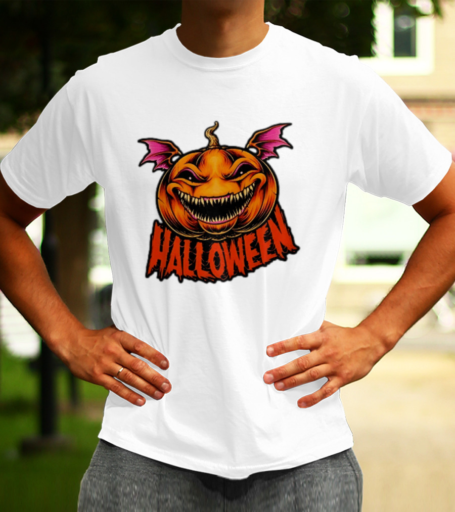 Halloween Bat Winged Jack O' Lantern Pumpkin T-Shirt