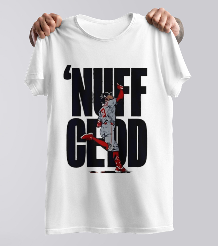 Nuff Cedd Baseball Player Number 9 Running Bases Pointing Up T-Shirt