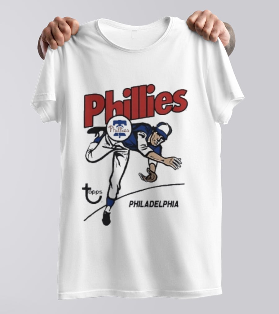 Topps Phillies Philadelphia Baseball Pitcher T-Shirt