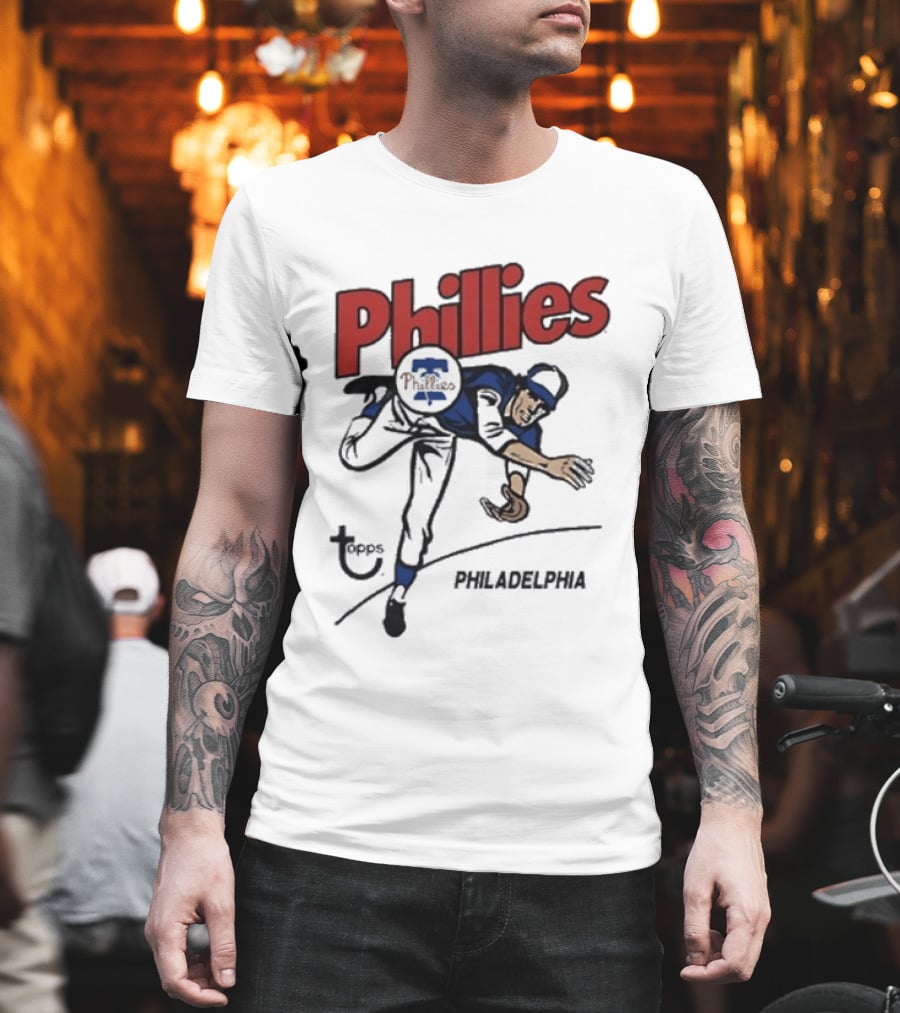 Topps Phillies Philadelphia Baseball Pitcher T-Shirt