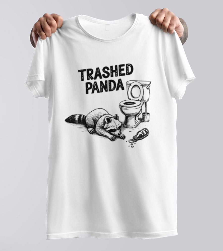 Trashed Panda Funny Raccoon Toilet Scene T-Shirt