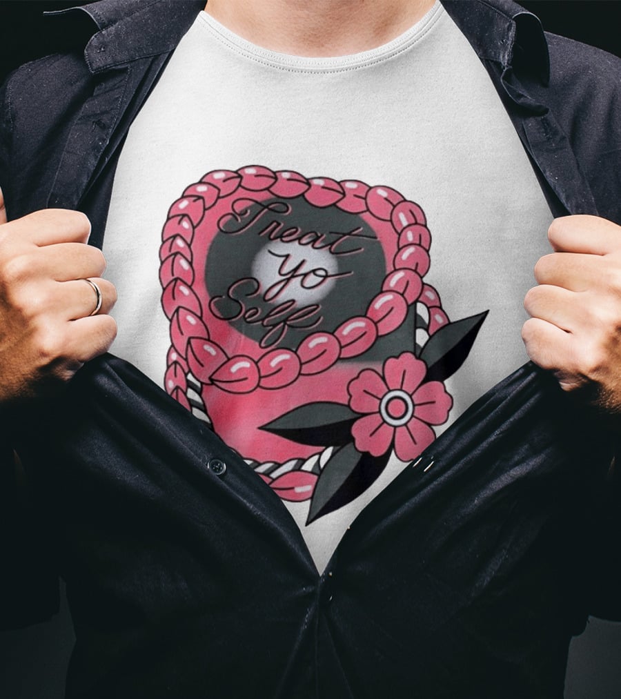 Treat Yo Self Floral Lei Parks And Recreation Pink Flower T-Shirt