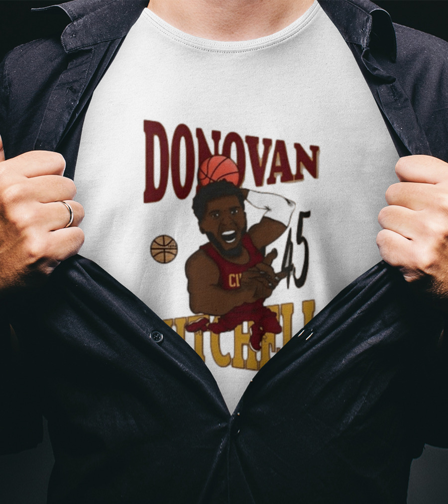 Donovan Mitchell Cleveland Cavaliers Basketball Number 45 Dunking T-Shirt