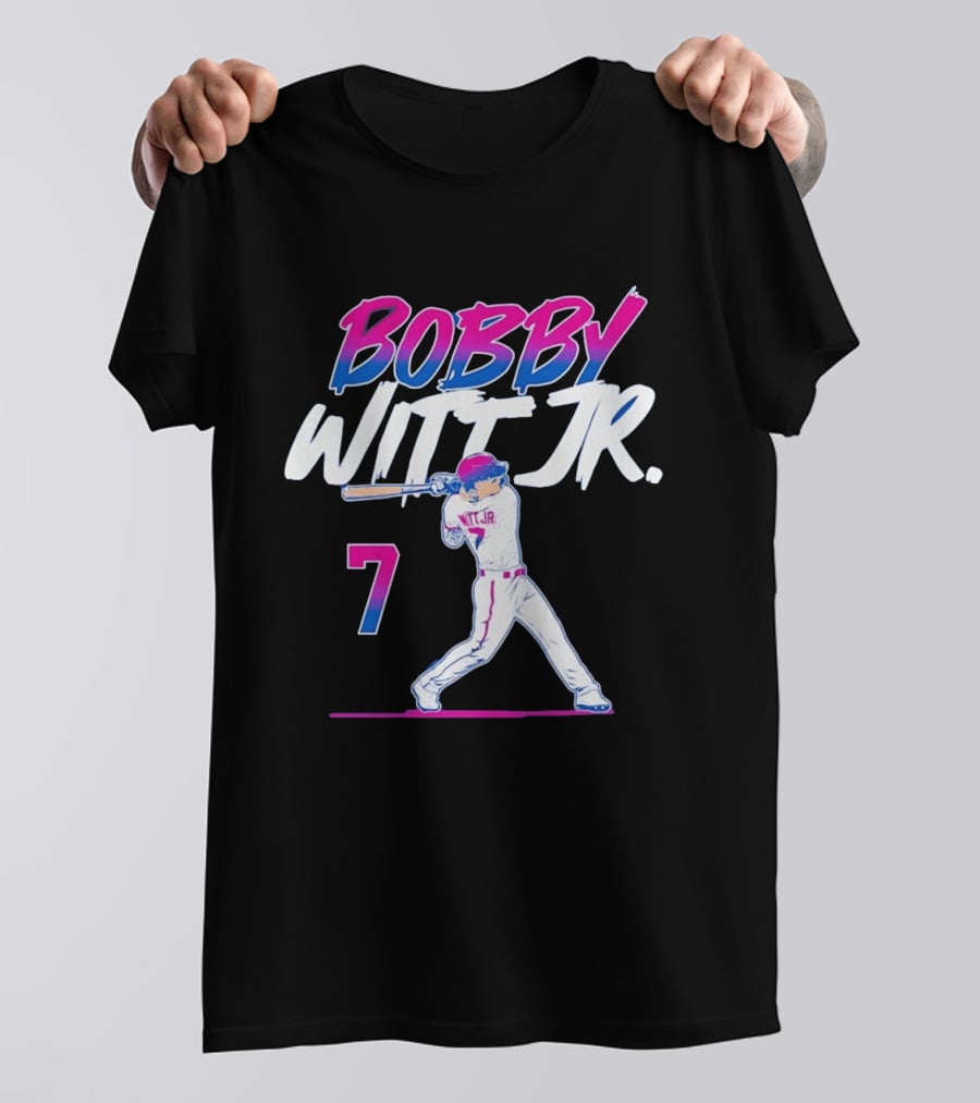 Bobby Witt Jr Kansas City Royals Number 7 Player Baseball Batting Action T-Shirt