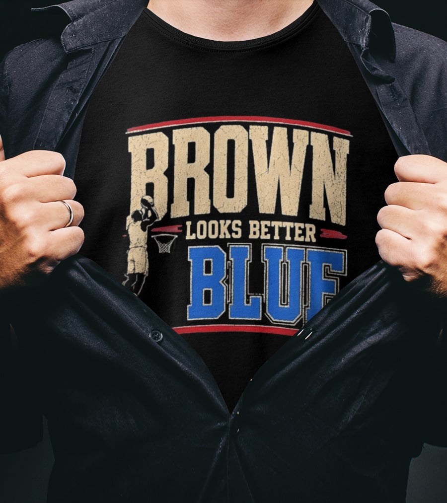 Brown Looks Better Blue Basketball Philadelphia 76ers Distressed T-Shirt