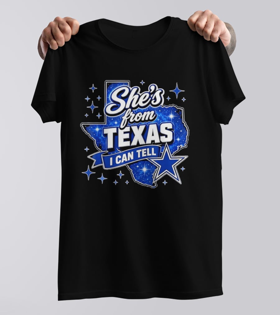 She's From Texas I Can Tell Star Blue Texas T-Shirt