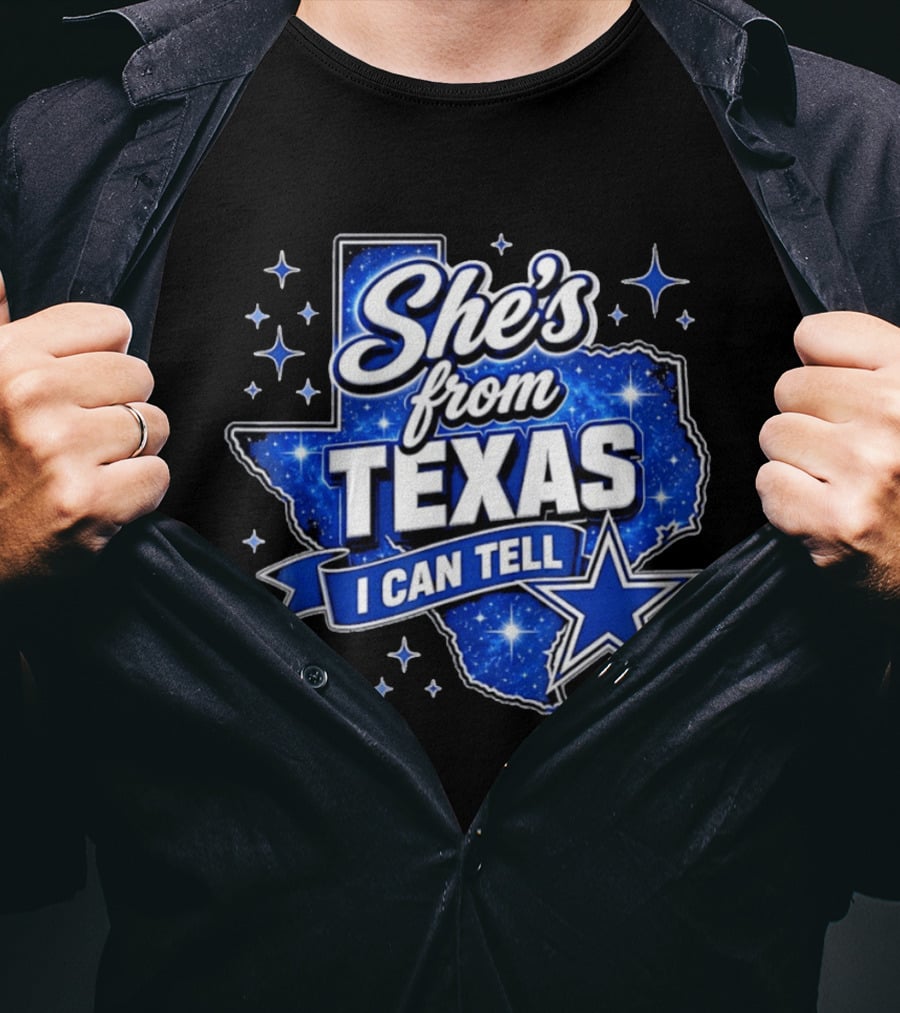 She's From Texas I Can Tell Star Blue Texas T-Shirt