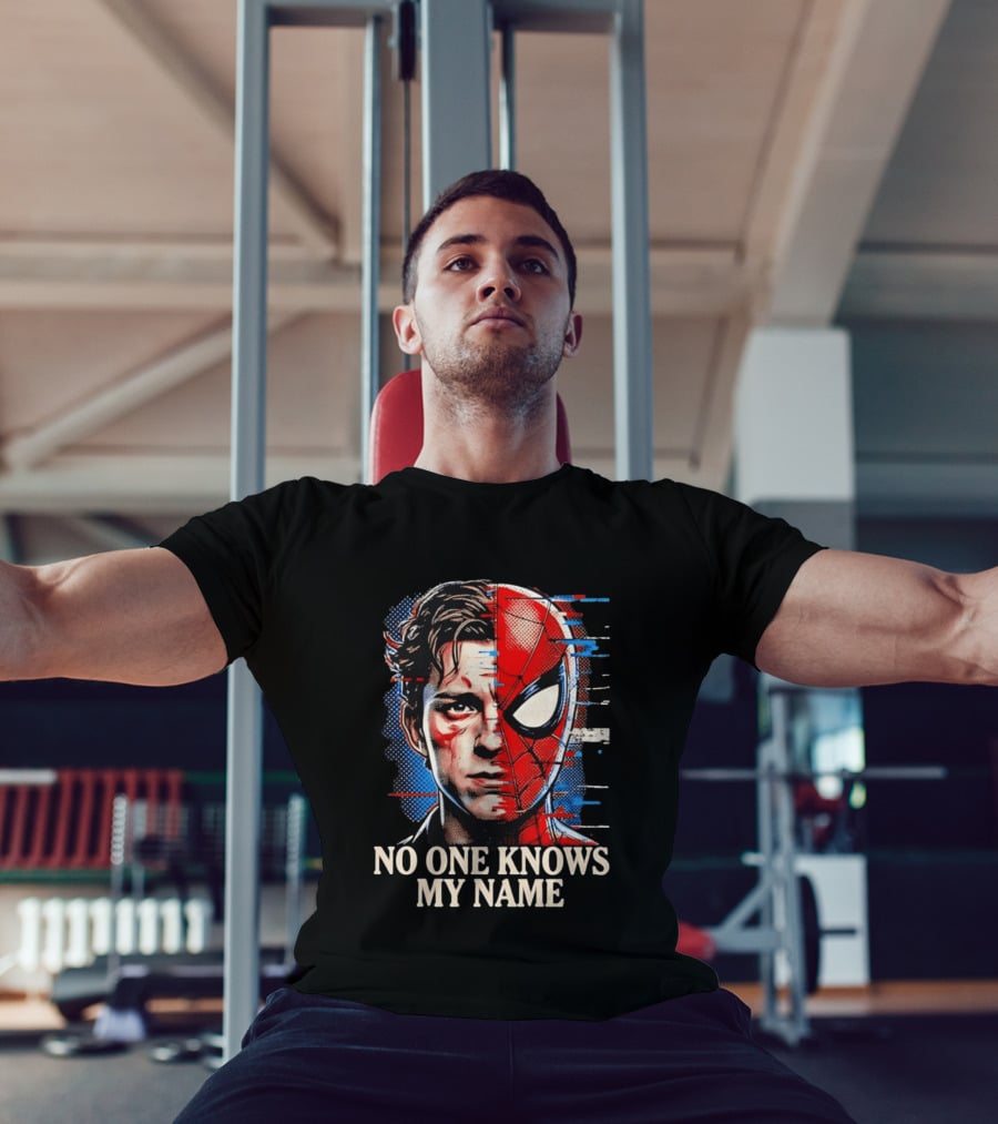 Tom Holland Spider Man No One Knows My Name Split Face Comic T-Shirt