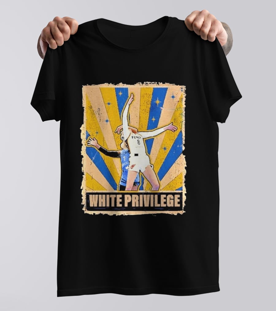 White Privilege Basketball Collision Moment Blue Yellow Starburst T-Shirt