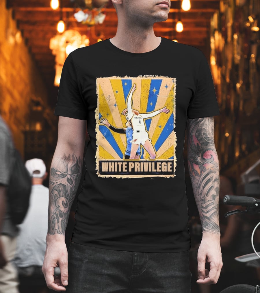White Privilege Basketball Collision Moment Blue Yellow Starburst T-Shirt