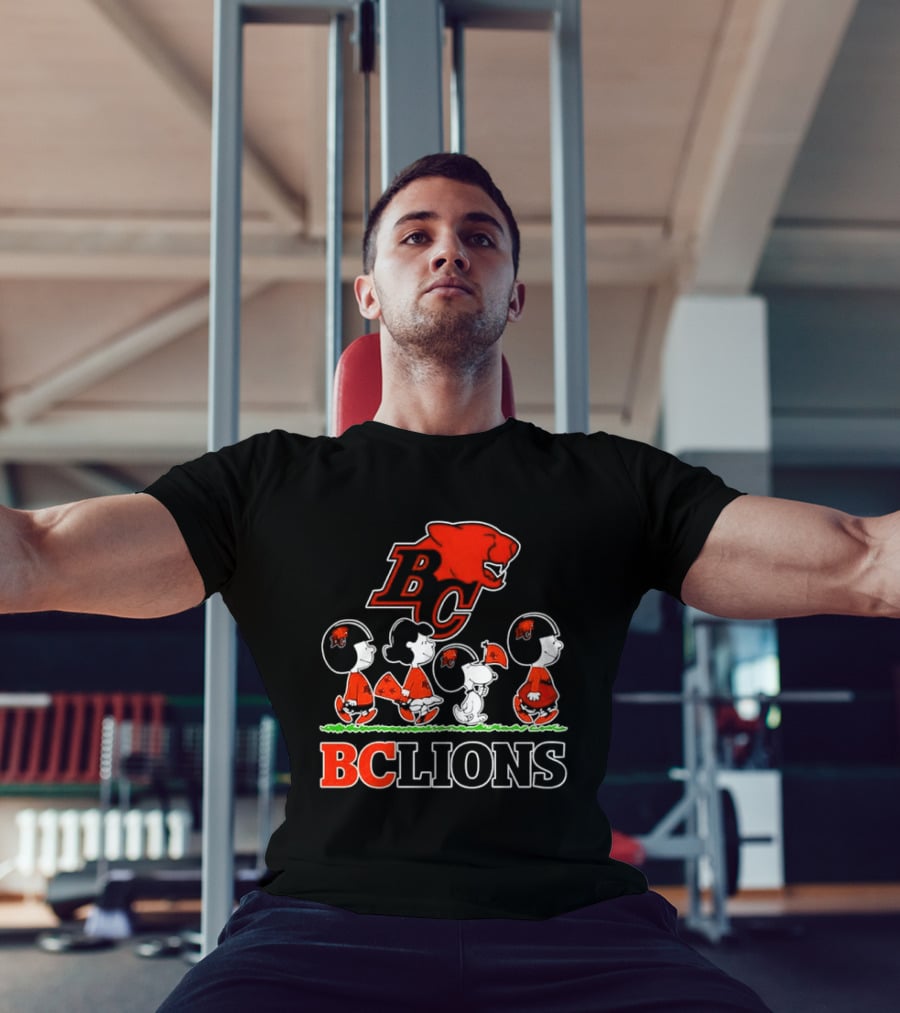 Peanuts Characters Collaboration With BC Lions CFL Team T-Shirt