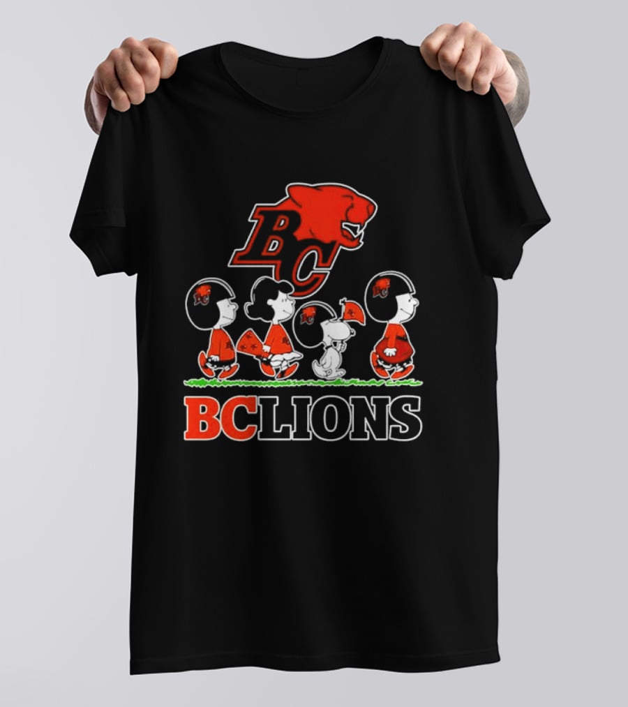Peanuts Characters Collaboration With BC Lions CFL Team T-Shirt