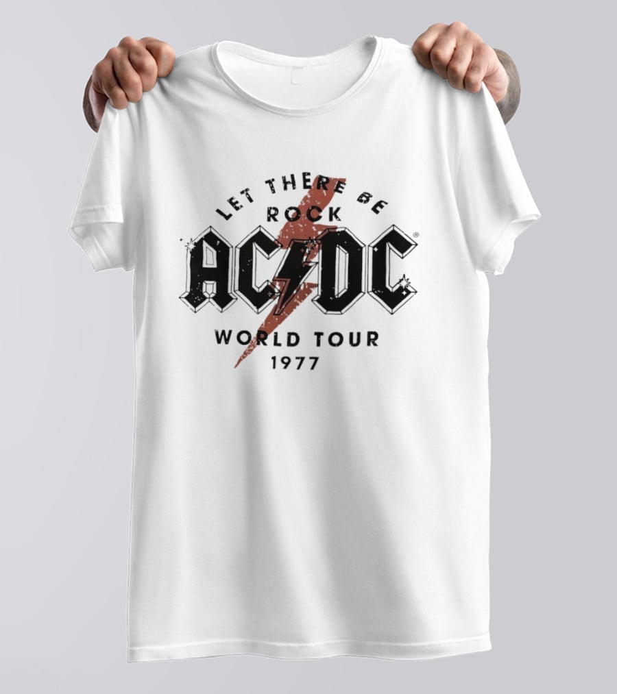 AC DC Let There Be Rock 1977 World Tour Lightning Bolt T-Shirt