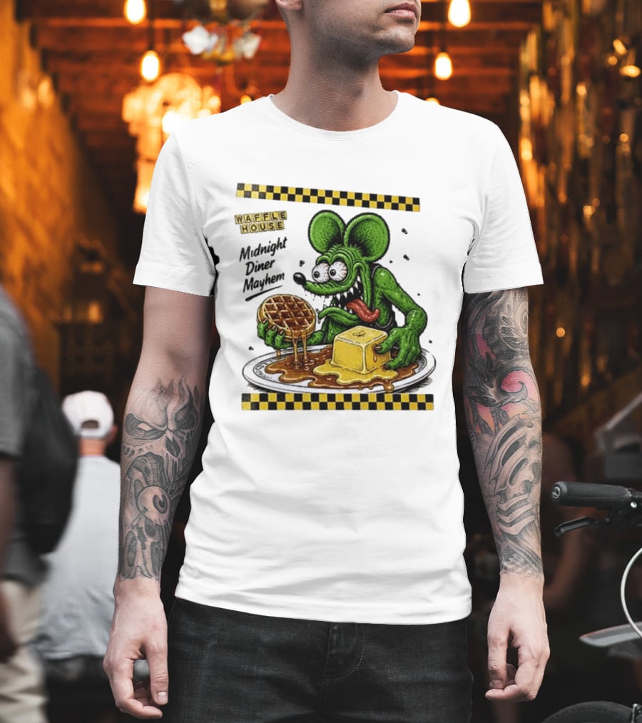 Rat Fink Waffle House Midnight Diner Mayhem Stay Golden T-Shirt