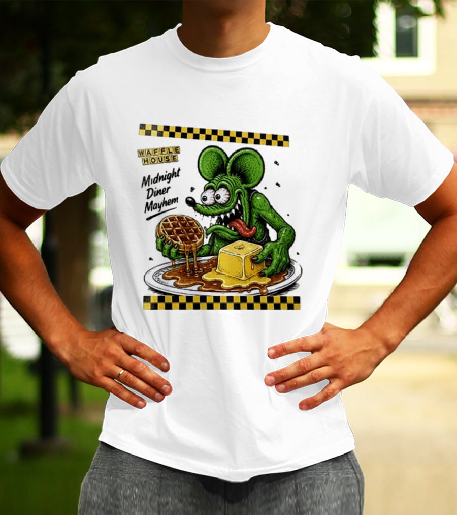 Rat Fink Waffle House Midnight Diner Mayhem Stay Golden T-Shirt