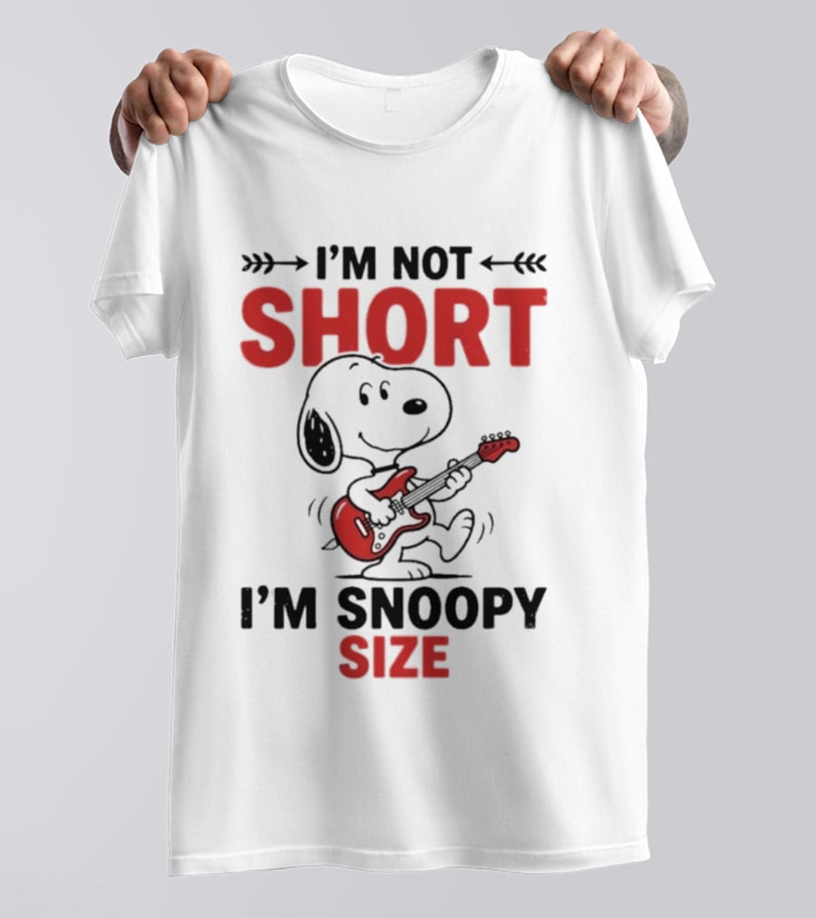 Snoopy Beagle Cartoon I'm Not Short I'm Snoopy Size Guitar Music T-Shirt