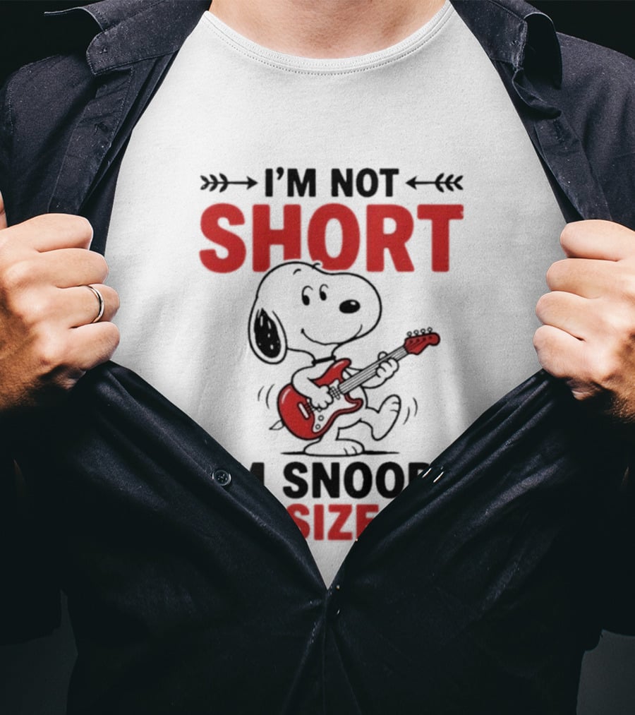 Snoopy Beagle Cartoon I'm Not Short I'm Snoopy Size Guitar Music T-Shirt