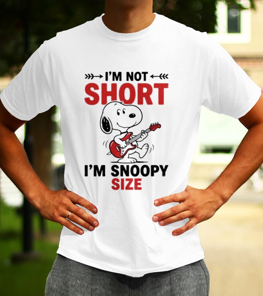 Snoopy Beagle Cartoon I'm Not Short I'm Snoopy Size Guitar Music T-Shirt