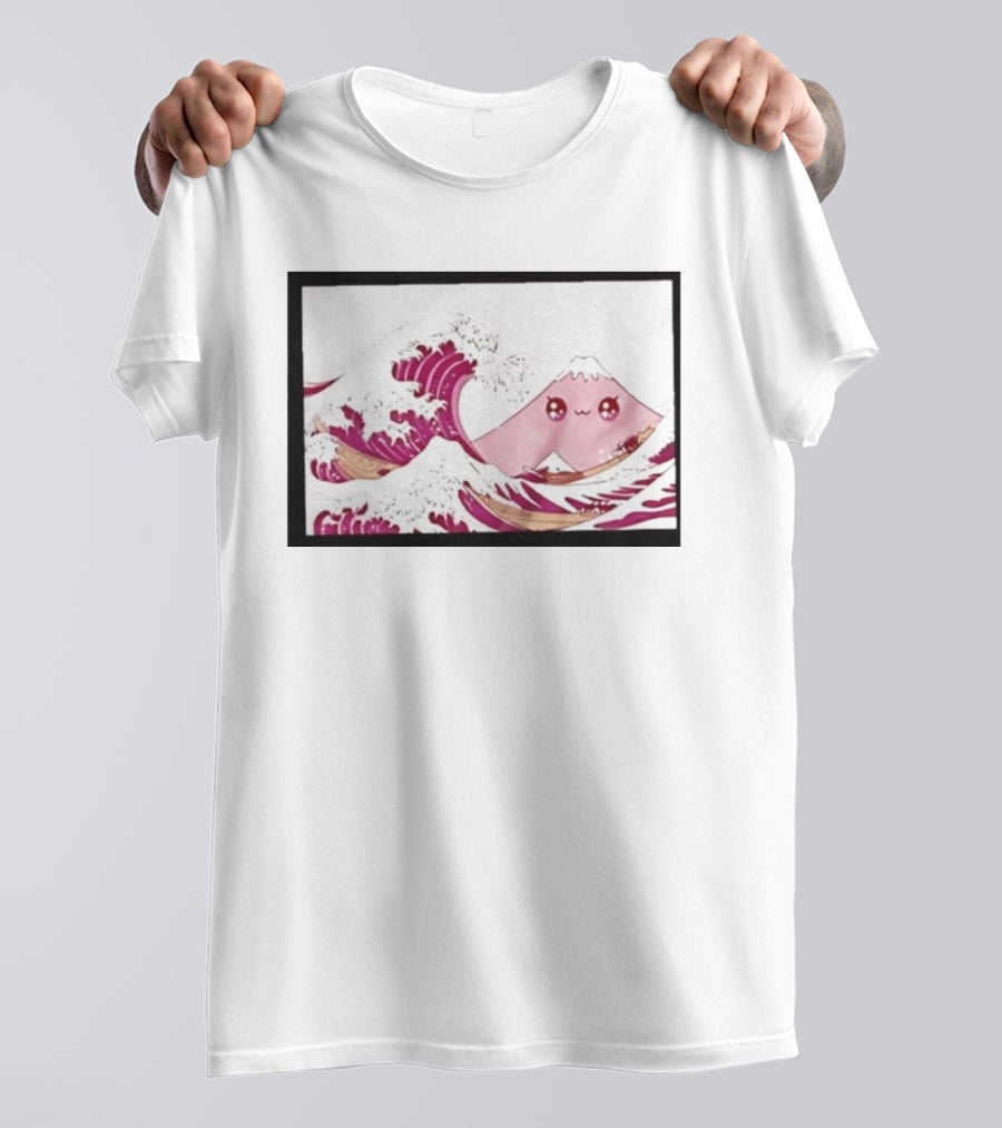 Kawaii Great Wave Pink Mountain Anime T-Shirt